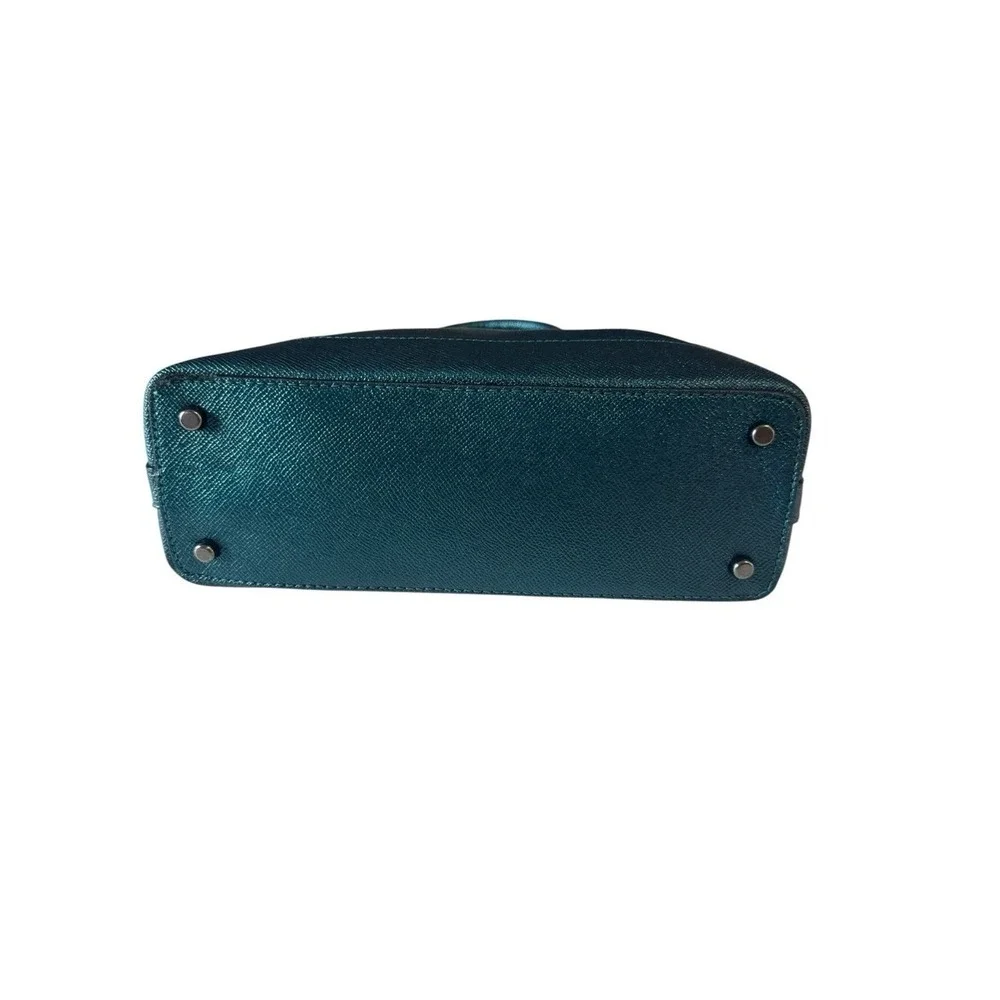 Coach Sierra Saffiano Y2K Leather Satchel Metallic Teal Blue 2017 Statement